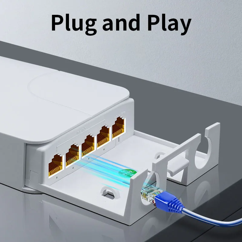 Prolongateur PoE Gigabit Étanche 5 Ports d'Extérieur, Répéteur PoE 1000 Mbps avec VLAN, Extension 100m, Montage Mural, Plug and Play, 44-57V – Image 5